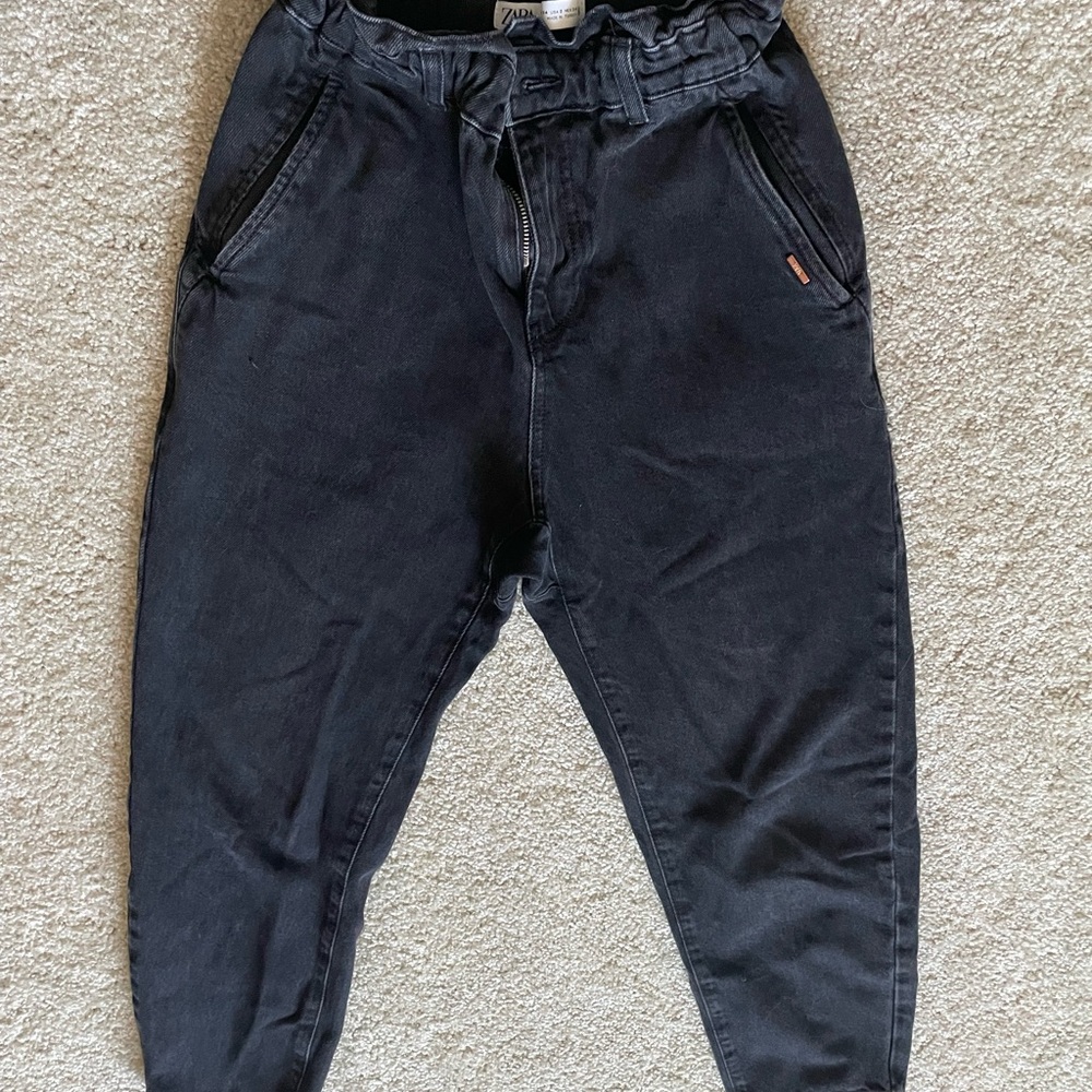 Zara high waisted women’s black baggy jeans pants elastic waist - Picture 8 of 14